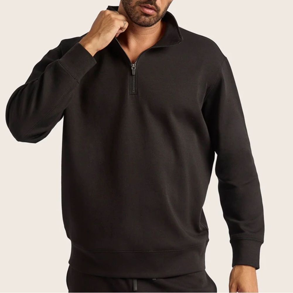 BOODY - Bamboo CloudKnit Men's Quarter Zip Sweater in Black